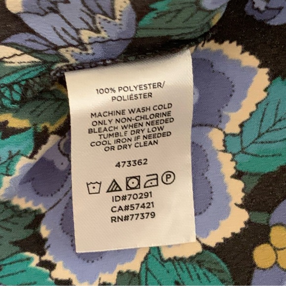 Ann Taylor Black Colorful Floral Print Short Sleeve Blouse Women’s Size Small - Picture 6 of 8